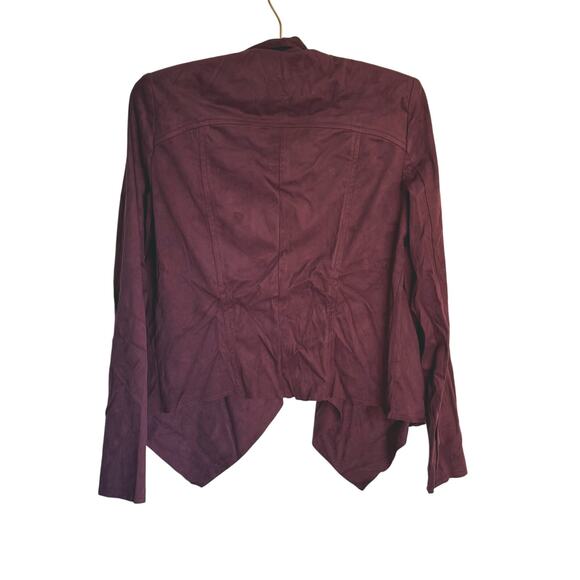 NWT Kut from the Kloth Faux Suede Burgundy Drape Front Jacket Moto Blazer Small - Picture 5 of 8